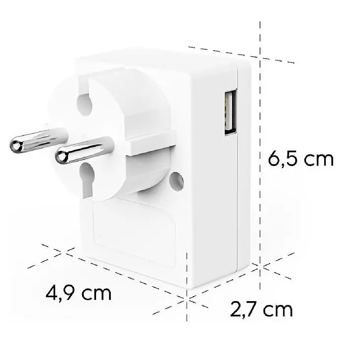 Hama LED-Nachtlicht 00223506 1x USB-A 1x USB-C Dämmerungssensor -  - Weißer Stromadapter mit Schuko-Stecker und USB-Anschluss, Maße 6,5x4,9x2,7 cm.