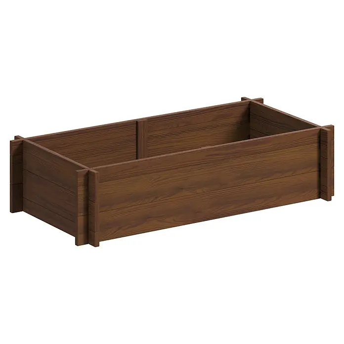Dobar Hochbeet M - 117 x 58,5 x 27,5 cm, Holz, Teak - Brauner rechteckiger Pflanzkasten aus Holz.