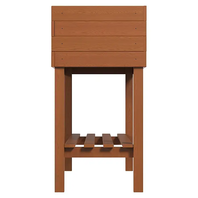 Dobar Hochbeet - L x B x H: 117 x 40 x 80 cm, Holz, Braun - Braunes Hochbeet aus Holz mit einer unteren Lattenablage.