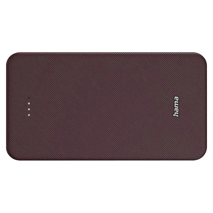 Hama Powerbank 20000 mAh Fast Charge LiPo Lila - Lila - Dunkelbraune, texturierte Powerbank mit vier Anzeigenleuchten und 'hama' Logo. Tragbares Ladegerät.