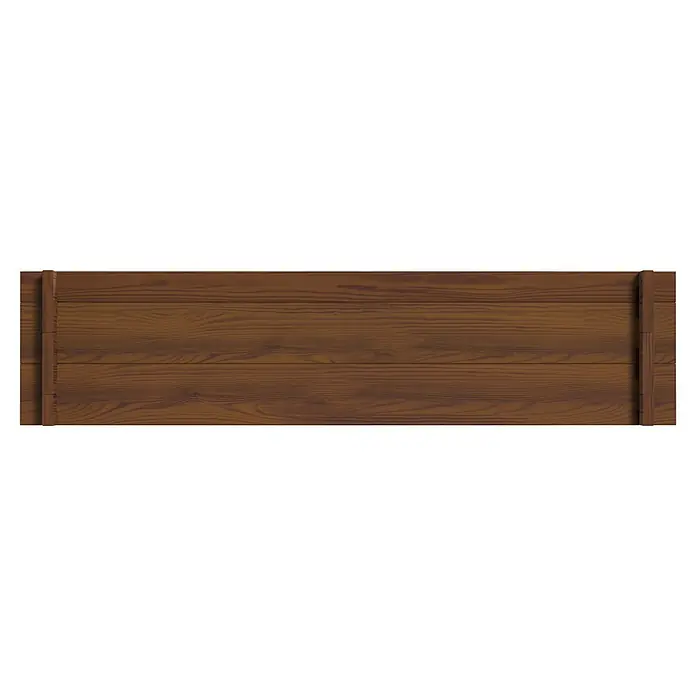 Dobar Hochbeet M - 117 x 58,5 x 27,5 cm, Holz, Teak - Dunkelbraunes Holzpaneel mit Maserung, gerahmt von vertikalen Holzleisten.
