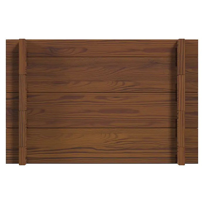 Dobar Hochbeet L - 117 x 58,5 x 38,5 cm, Holz, Teak - Dunkelbraune Holzverkleidung mit horizontalen Brettern und vertikalen Stützen.