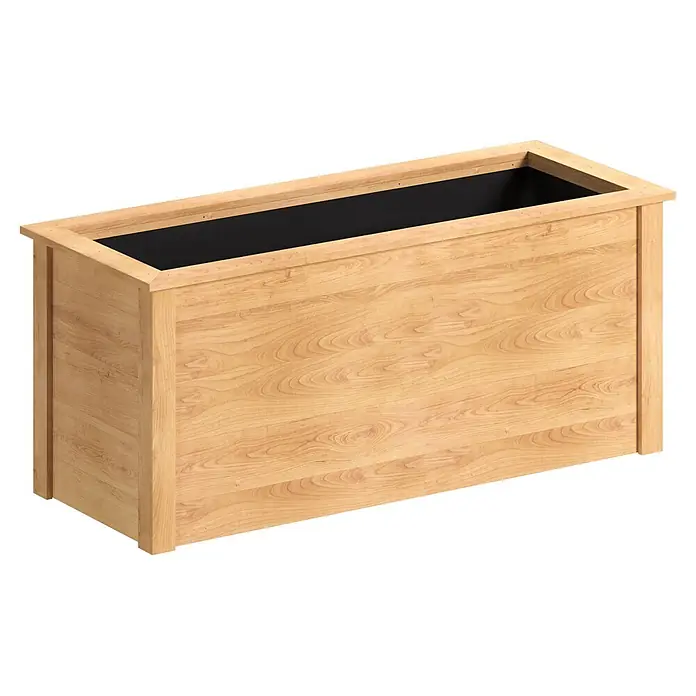 Dobar Hochbeet - 150 x 60 x 65 cm, Holz, Natur - Rechteckiger Pflanzkübel aus hellem Holz mit Naturmaserung und schwarzer Innenauskleidung.