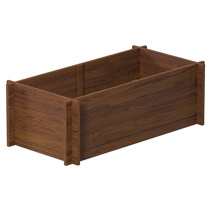Dobar Hochbeet L - 117 x 58,5 x 38,5 cm, Holz, Teak - Dunkelbrauner Holzpflanzkasten mit sichtbarer Holzmaserung.