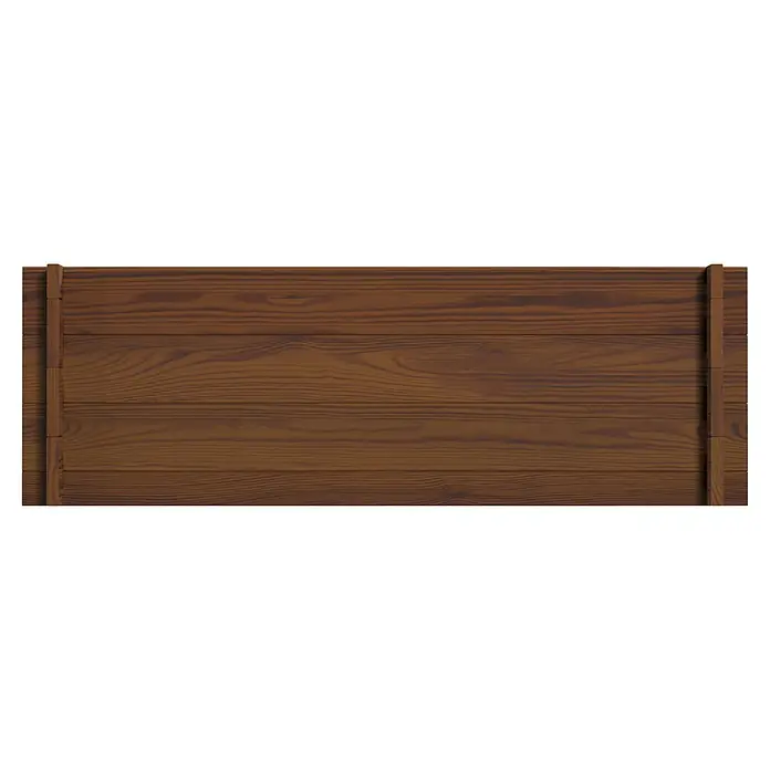Dobar Hochbeet L - 117 x 58,5 x 38,5 cm, Holz, Teak - Dunkelbraune Holzplatte aus horizontalen Brettern, seitlich verstärkt durch vertikale Leisten.