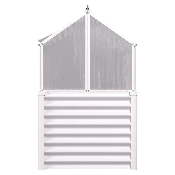 Vitavia Hochbeet mit Frühbeet-Aufsatz - 121,7 x 83,1 x 135,1 cm, Silber, Aluminium - Weißes Hochbeet mit gewellter Basis und transparentem Gewächshausaufsatz.