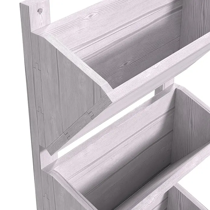 Dobar Hochbeet - L x B x H: 38 x 17,5 x 79 cm, Holz, Weiß - Helles Holzregal mit mehreren schrägen Ablagen aus gebleichtem Holz.