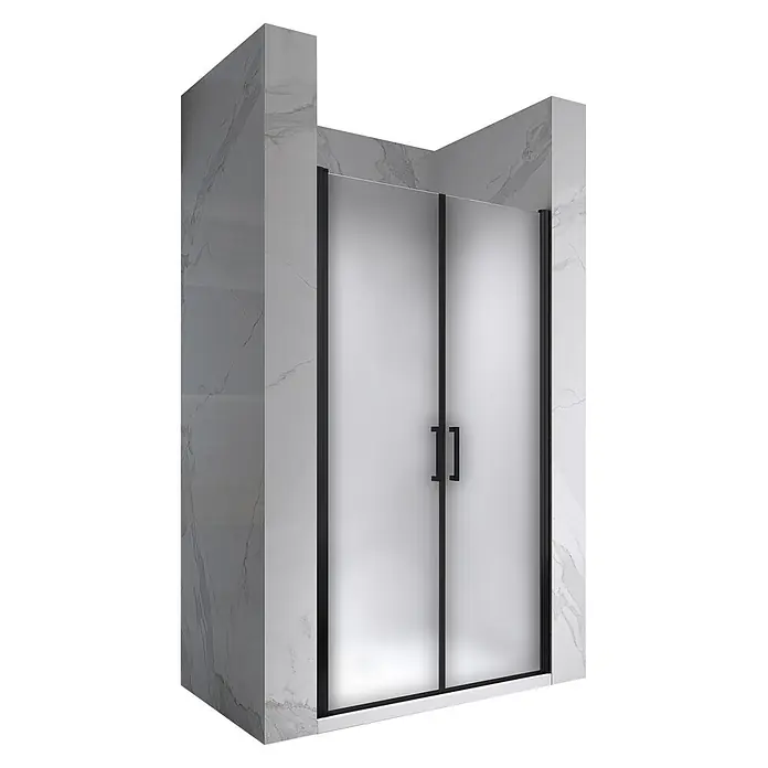 i-flair Dusch-Pendeltür NF98BL - 98 x 180 cm, Schwarz, Beschichtet, Glasstärke: 6 mm - Moderne Duschkabine mit schwarz gerahmten, mattierten Glastüren.