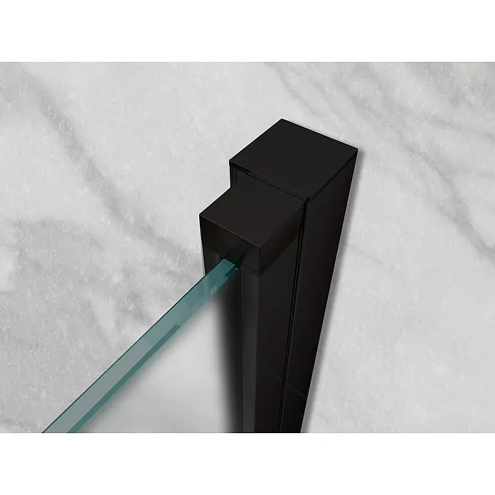 i-flair Dusch-Pendeltür NF98BL - 98 x 180 cm, Schwarz, Beschichtet, Glasstärke: 6 mm - Schwarzes mattes Duschprofil, das eine klare Glasscheibe sichert.