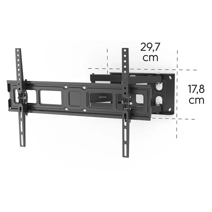 Hama TV-Wandhalterung 813 cm (32") - 2159 cm - 85" - Schwarze, schwenkbare TV-Wandhalterung mit Maßen 29,7 cm und 17,8 cm.