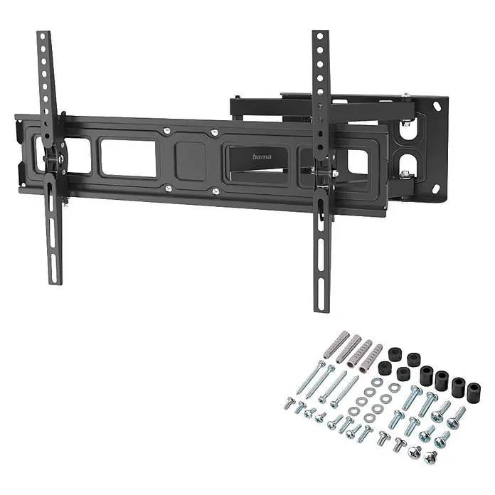 Hama TV-Wandhalterung 813 cm (32") - 2159 cm - 85" - Schwarze Wandhalterung aus Metall für TV, voll beweglich, mit Montagematerial (Schrauben, Dübel, Abstandhalter).