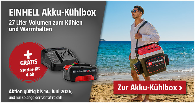 Aktion EINHELL Akku-Kühlbox mit gratis Starter-Kit