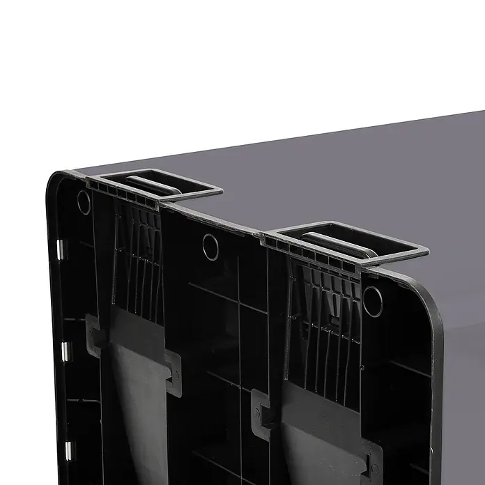 SVITA Standard Mülleimer TMH2X30 - 60 l, Stahl, Grau - Schwarzes Kunststoff-Lagerkasten-Element mit Griff und Innenstruktur.