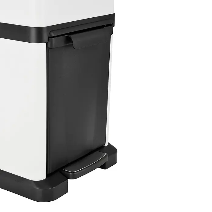 SVITA Standard Mülleimer 3XCOMBO - 32 l, Stahl, Weiß - Zweifarbiger weiß-schwarzer Abfalleimer mit Fußpedal für berührungslose Bedienung.