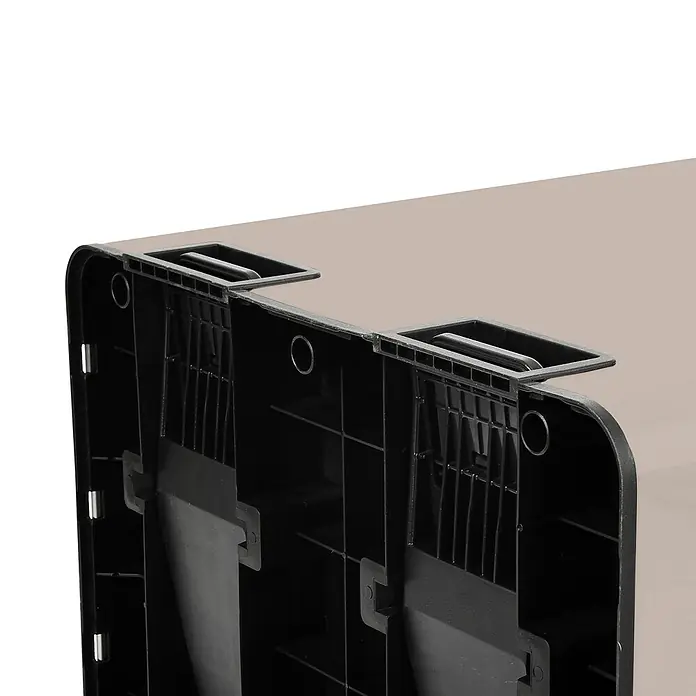SVITA Mülleimer TMH2X30 60L Mülltrennsystem 2 Fächer 2x30L Softclose Taupe -  - Dunkle Kunststoff-Faltbox mit beigefarbener Oberseite und integrierten Griffen.