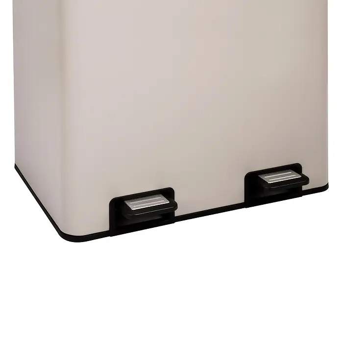SVITA Mülleimer TMH2X30 60L Mülltrennsystem 2 Fächer 2x30L Softclose Taupe -  - Beiger Treteimer mit zwei schwarzen Fußpedalen und silbernen Akzenten.