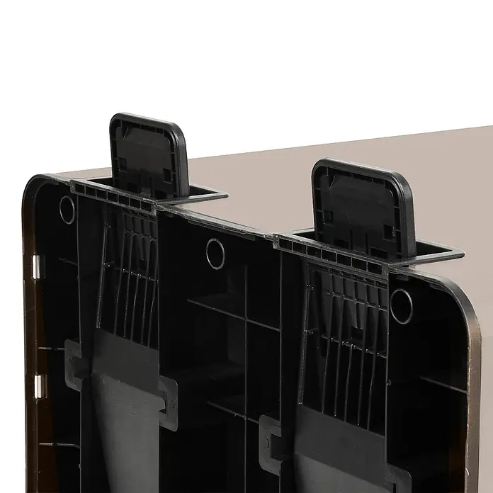 SVITA Mülleimer TMH2X30 60L Mülltrennsystem 2 Fächer 2x30L Softclose Taupe -  - Schwarze ineinandergreifende Kunststoff-Box-Komponente mit zwei aufrechten Griffen und gerippter Innenstruktur.