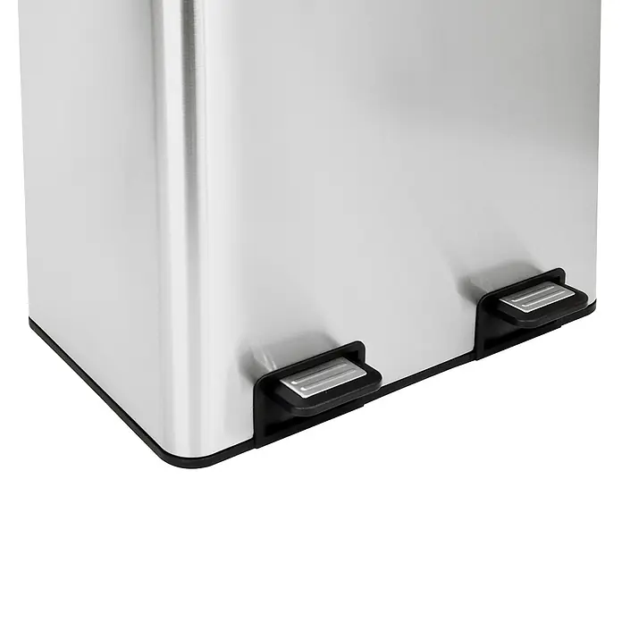 SVITA Standard Mülleimer TMH2X30 - 60 l, Edelstahl, Silber - Treteimer aus gebürstetem Edelstahl mit zwei schwarzen Fußpedalen.