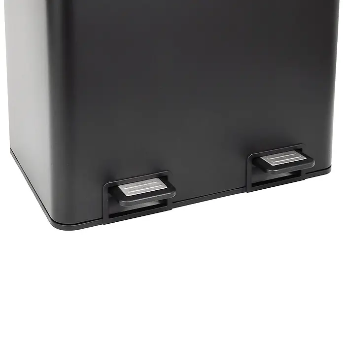 SVITA Standard Mülleimer TMH2X30 - 60 l, Stahl, Schwarz - Schwarzer rechteckiger Treteimer mit zwei silbernen Fußpedalen.