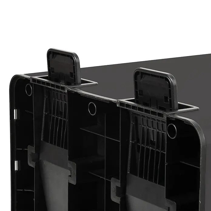 SVITA Standard Mülleimer TMH2X30 - 60 l, Stahl, Schwarz - Schwarzer Kunststoff-Aufbewahrungsbehälter mit zwei hochgeklappten Griffen oben.