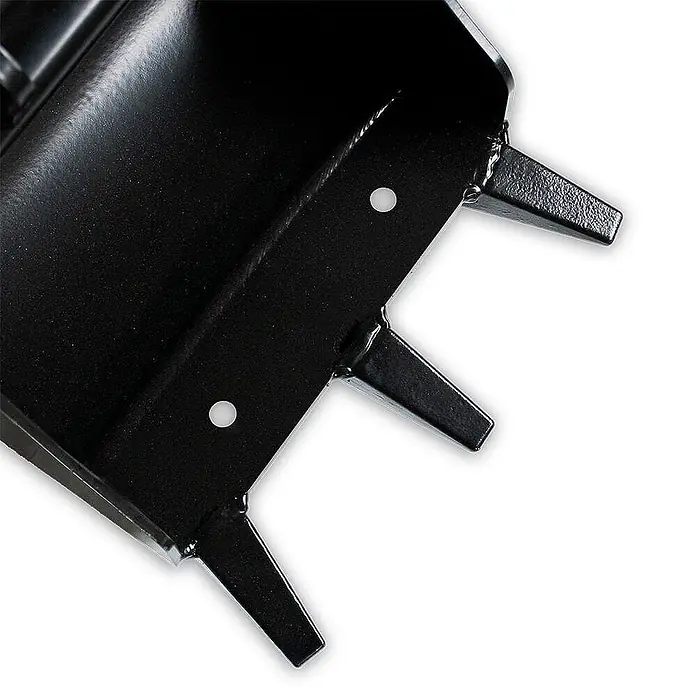 Bamato Grabenschaufel 300 mm für Minibagger MIB-600 - Passend für: BAMATO Minibagger MIB-600 - Schwarzes Metallanbauteil mit drei spitzen, geschweißten Zähnen und zwei Befestigungslöchern.