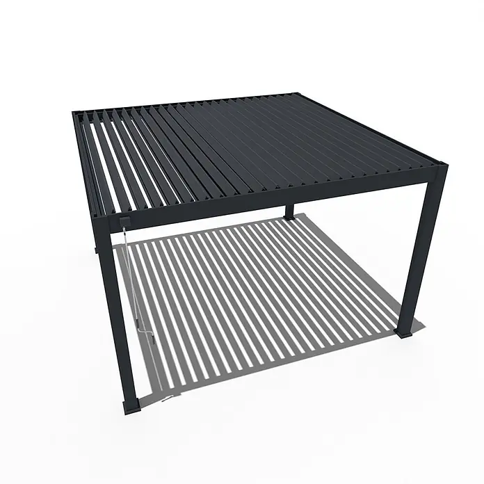 Weide Pergola Deluxe Plus freistehend Aluminium 4 x 4 m Anthrazit - B x T: 400 x 400 cm, Farbe Gestell: Sandpapier FinishAnthrazit / RAL Farbcode 7024, Aluminium - Anthrazitfarbene Aluminium-Pergola mit verstellbarem Lamellendach für variablen Sonnen- und Schattenwurf.