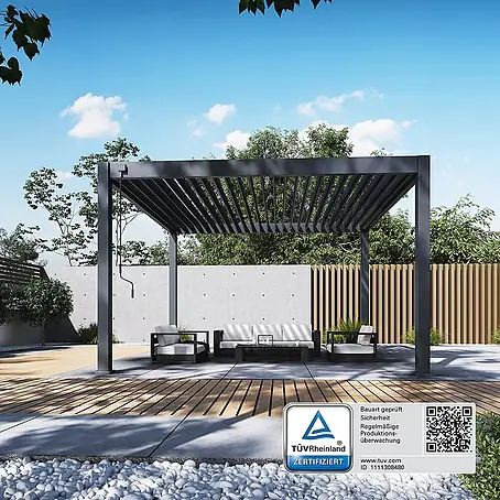Weide  Pergola Deluxe Plus freistehend 4 x 4 m Anthrazit Aluminium