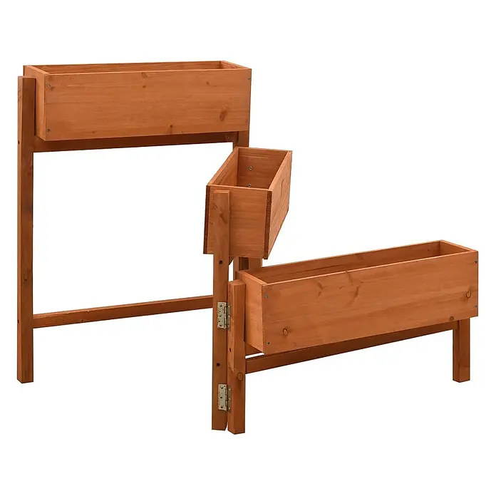 Furnicato Hochbeet - 14 x 181 x 75 cm, Holz, Orange - Gestufter Holzpflanzer mit drei rechteckigen Kästen in Naturholzoptik.
