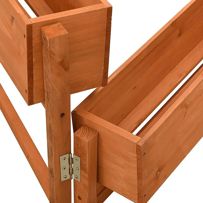 Furnicato Hochbeet - 14 x 181 x 75 cm, Holz, Orange - Hellbrauner, gestufter Holz-Pflanzkasten mit zwei Boxen, verbunden durch ein Scharnier.