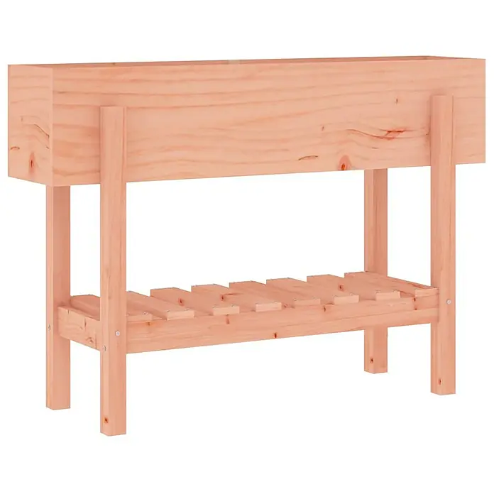 Furnicato Hochbeet - 30 x 101 x 69 cm, Holz, Natürliches Douglasie - Heller Hochbeet aus Holz mit Lattenrost-Ablage unten, auf vier Beinen stehend.