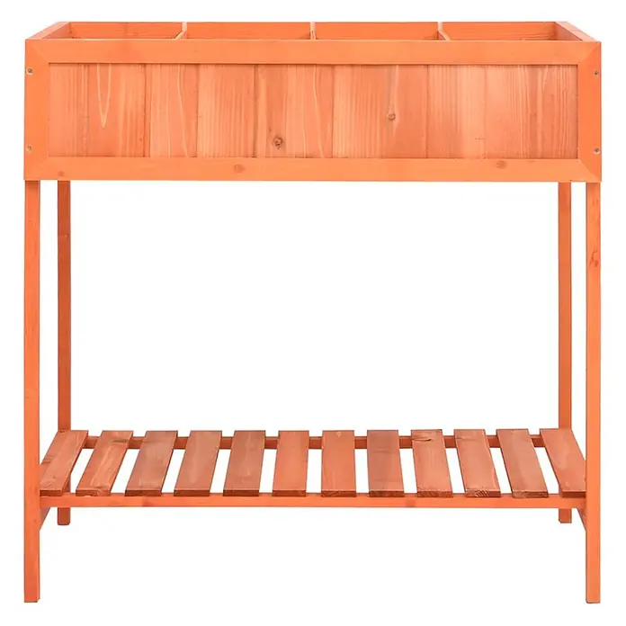 Furnicato Hochbeet - 80 x 60 x 80 cm, Holz, Braun - Hellbraunes Hochbeet aus Holz mit integrierter Lattenablage.