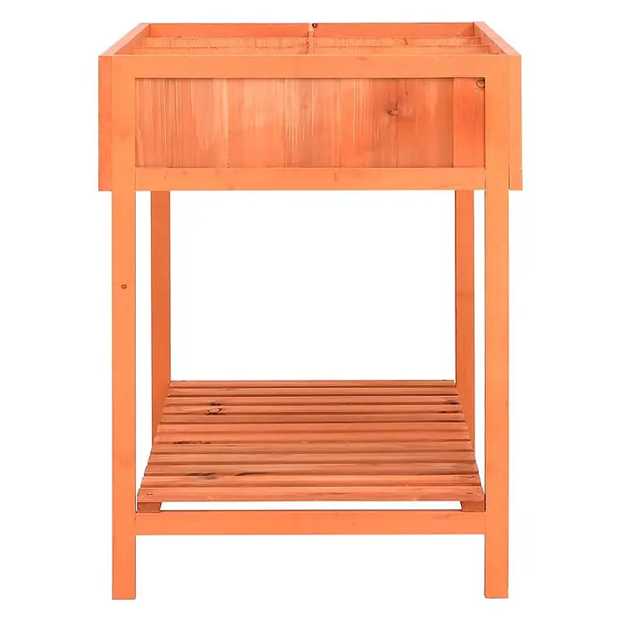 Furnicato Hochbeet - 80 x 60 x 80 cm, Holz, Braun - Hellbraunes Hochbeet aus Holz mit einem Lattenrost als Ablagefläche unten.