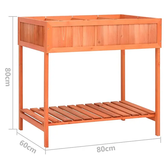 Furnicato Hochbeet - 80 x 60 x 80 cm, Holz, Braun - Hellbraunes Hochbeet aus Holz mit einer unteren Lattenablage.