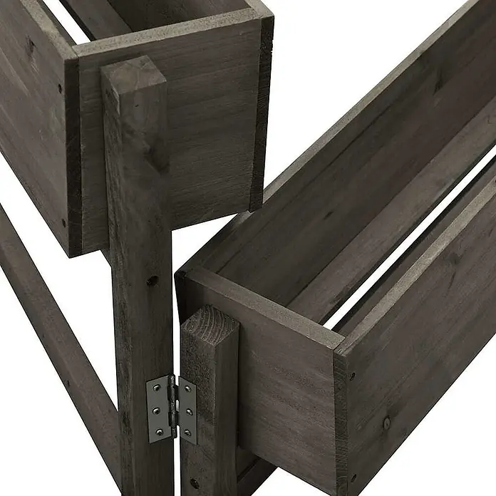 Furnicato Hochbeet - 14 x 181 x 75 cm, Holz, Grau - Dunkelgraue klappbare Holz-Pflanzkästen im Etagen-Design.