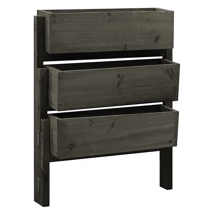 Furnicato Hochbeet - 14 x 181 x 75 cm, Holz, Grau - Dunkelgrauer dreistöckiger vertikaler Holzpflanzkasten für Pflanzen.