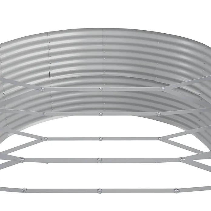Furnicato Hochbeet - 544 x 100 x 36 cm, Stahl, Anthrazit - Silbernes Wellblech-Lichtschacht mit verstellbarem Metallrahmen.