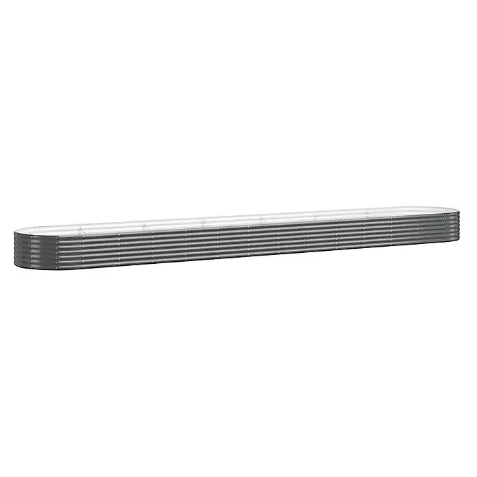 Furnicato Hochbeet - 544 x 100 x 36 cm, Stahl, Anthrazit - Langes, schmales, ovales Hochbeet aus gewelltem Metall, silbergrau.