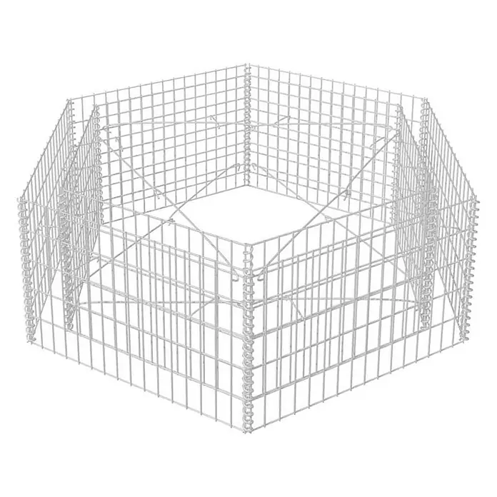 Furnicato Hochbeet - 160 x 140 x 50 cm, Stahl, Silber - Leerer Gabionenkorb aus silbernem Metallgeflecht, zur Errichtung von Stützmauern.