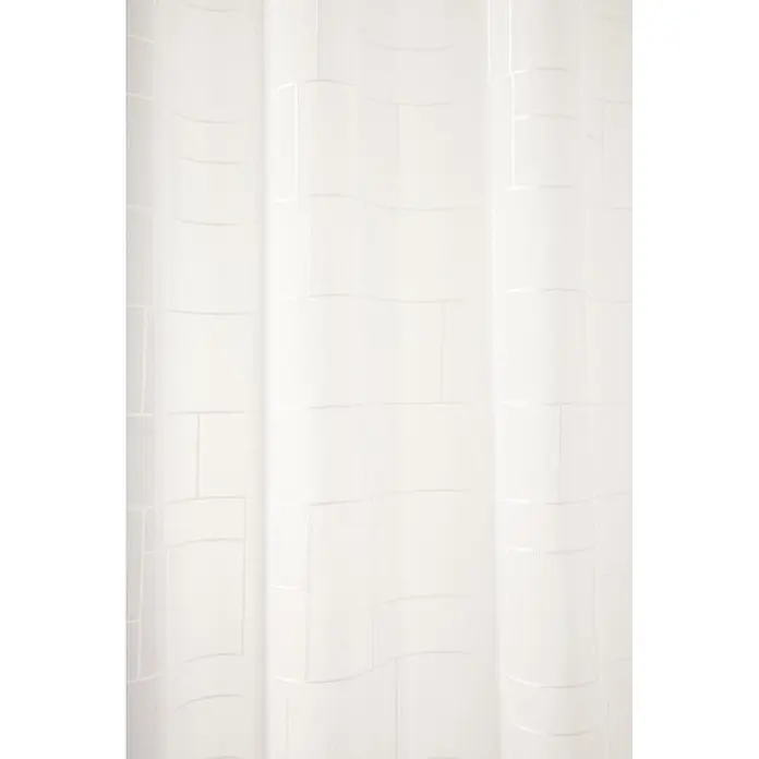 Visillo para ventana Arkala - An x Al: 140 x 260 cm, Blanco - Cortina blanca translúcida con un sutil patrón de cuadrícula.
