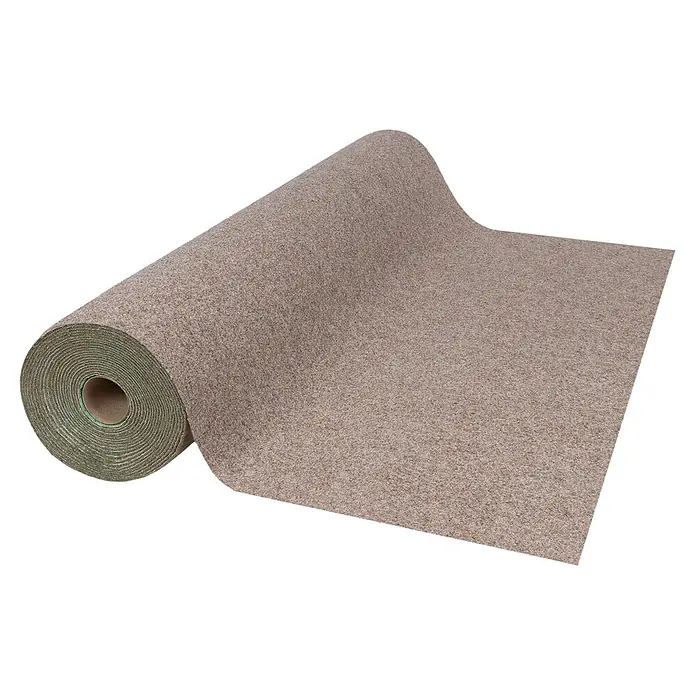 Rasenteppich Park - L x B: 200 x 100 cm, Hellbeige, Mit Drainagenoppen - Teilweise abgerollte, hellbraune Filz- oder Teppichbahn.