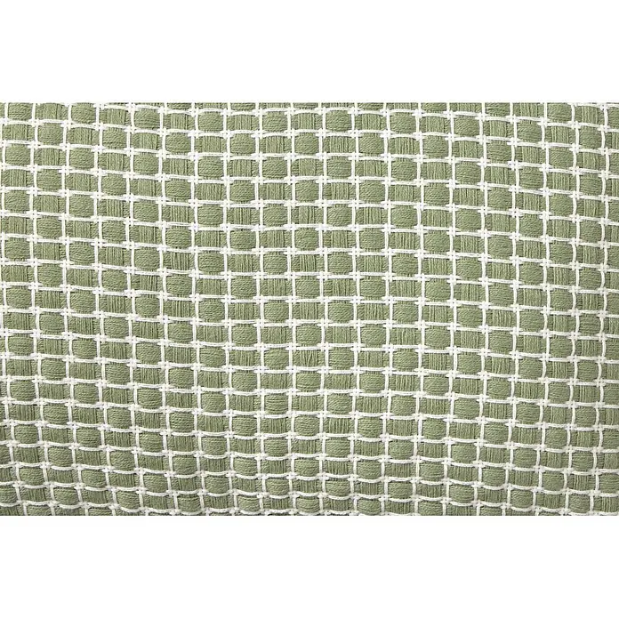 Cojín Kame - 50 x 30 cm, Textil, Verde, Rectangular - Tejido verde texturizado con patrón de rejilla blanco.