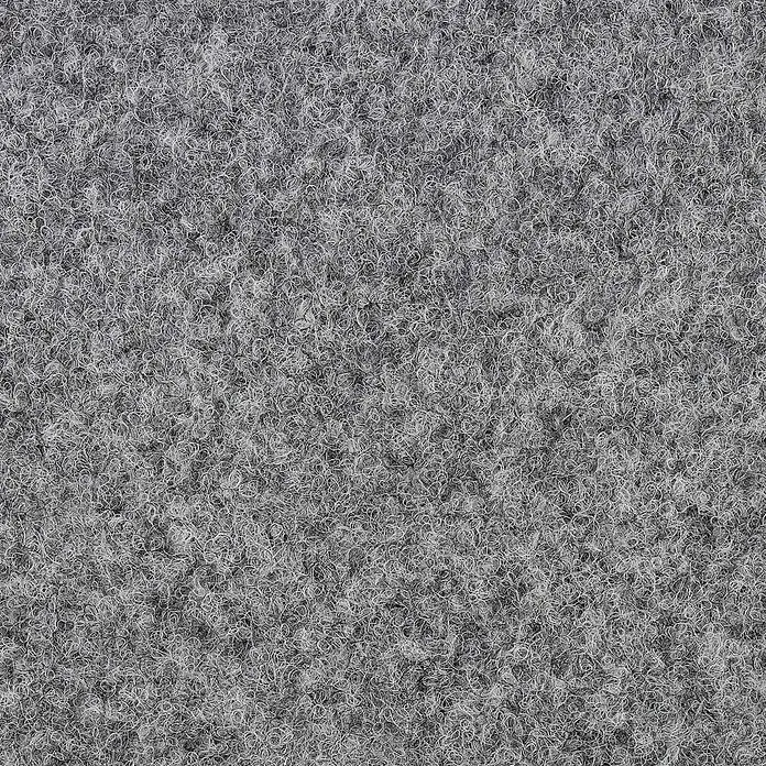 Rasenteppich Park - L x B: 100 x 100 cm, Hellgrau, Mit Drainagenoppen - Dichte, lockige graue Stofftextur.