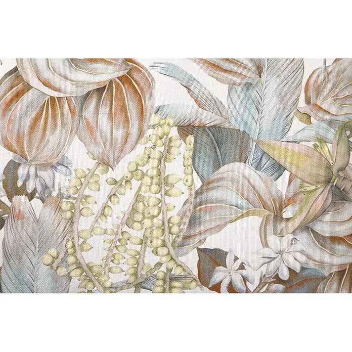 Cojín Harriet - 30 x 50 cm, Textil, Gris, Rectangular - Textil con patrón botánico de hojas y bayas en tonos suaves.