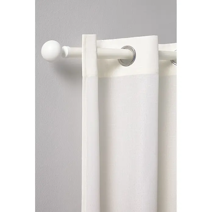 Visillo para ventana Lille Set de 2 uds - An x Al: 140 x 260 cm, 100% poliéster, Blanco, 2 ud. - Cortina blanca de aspecto lino con ojales metálicos en una barra de cortina blanca.
