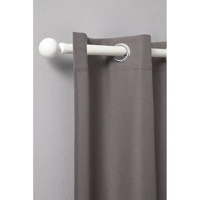 Visillo para ventana Lille Set de 2 uds - An x Al: 140 x 260 cm, 100% poliéster, Gris, 2 ud. - Cortina gris con ojales en una barra blanca con anillas plateadas.