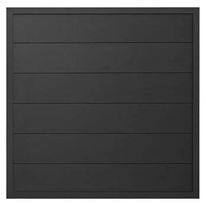 GartenLand Sichtschutzelement WPC Zaun Classico Alu Anthrazit Ohne Pfosten - B x H: 180 x 180 cm, Verbundwerkstoff, Anthrazit - Dunkelgraues rechteckiges Lamellenpaneel mit passendem Rahmen, ideal für Zäune oder Tore.