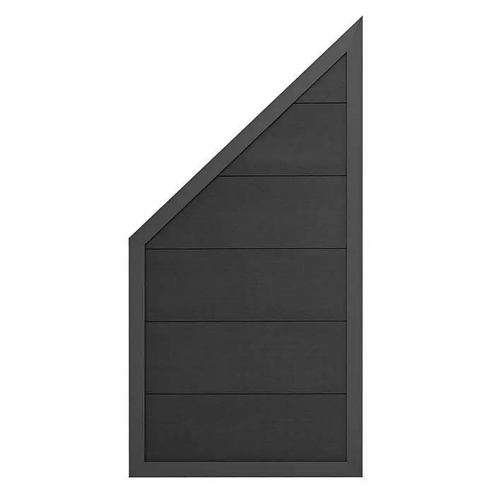 GartenLand Sichtschutzelement WPC Zaun Classico Alu Anthrazit Ohne Pfosten - B x H: 90 x 90 cm, Verbundwerkstoff, Anthrazit - Dunkelgraue, schräge Giebelverkleidung mit horizontalen Lamellen und Rahmen.