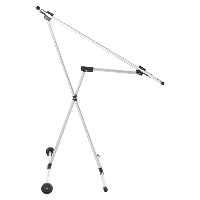 Stewi Stand-Wäscheständer 1502 - L x B x H: 160 x 44 x 92 cm, alu / schwarz - Faltbarer silberfarbener Wäscheständer aus Aluminium mit schwarzen Kunststoffdetails.