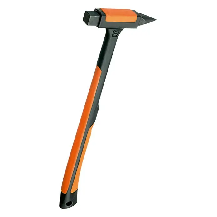 Picard Martillo para azulejos - Plástico - Un martillo con mango naranja y cabeza negra con un lado puntiagudo. La herramienta es nueva y sin usar.