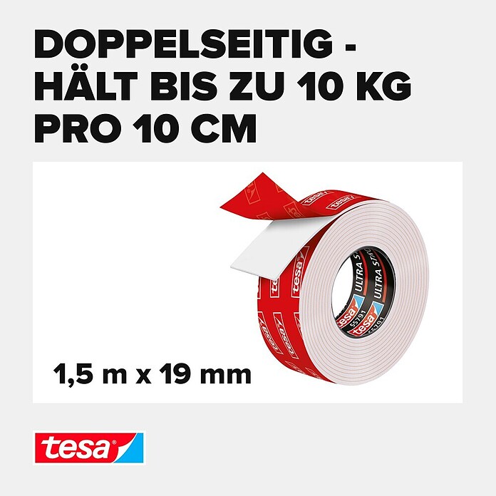 Tesa Powerbond Montageband Ultra Strong (1,5 m x 19 mm)